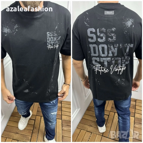 Черна мъжка тениска с надпис