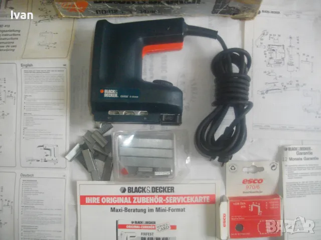 Black Decker KX418E Made in Slovenia КОМБИНИРАН ЕЛЕКТРИЧЕСКИ ТАКЕР ЗА СКОБИ И ПИРОНИ 6-14мм КАТО НОВ, снимка 2 - Други инструменти - 49292247