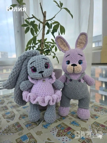 Плюшени зайчета, плетена играчка, ръчна изработка