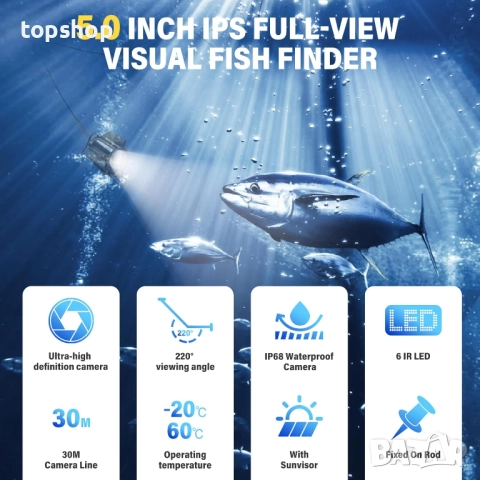 Нова подводна риболовна камера, сонар за риба, инфрачервено нощно виждане, широкоъгълна, водоу..., снимка 3 - Такъми - 52060276