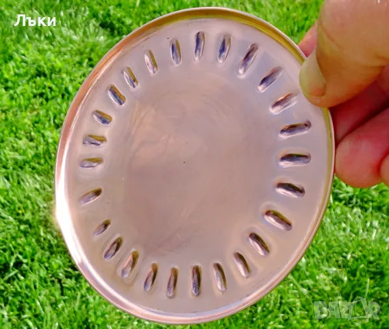 Медна чиния,подложка за чаша,чиста червена мед. , снимка 2 - Антикварни и старинни предмети - 28752649