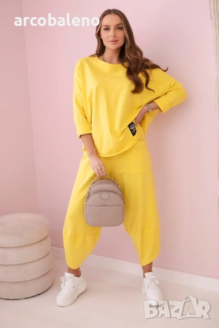 Дамски комплект от две части памучен суичър + панталон, 13цвята , снимка 12 - Комплекти - 46860176