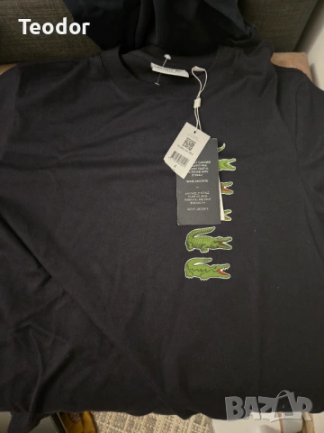 Тениска Lacoste черна размер M, снимка 2 - Тениски - 53662117