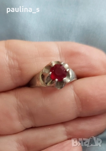 Два различни броя / Винтидж Сребърен пръстен с Гранати и Цитрини и с гранат / проба 925  , снимка 12 - Пръстени - 23991114