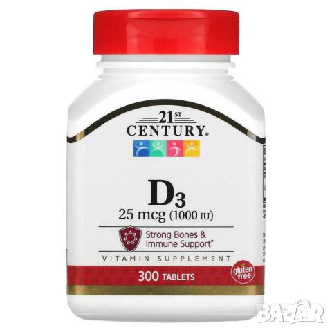 21st Century Витамин D3, 25 mcg (1,000 IU), 300 таблетки, снимка 1 - Хранителни добавки - 46008467