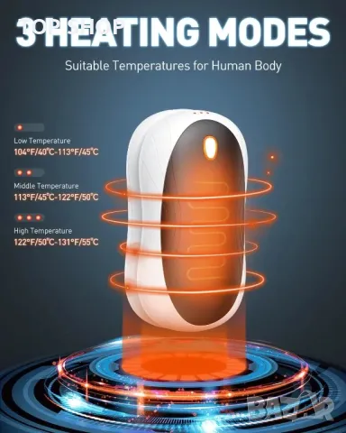 2-в-1 Преносими Акумулаторни магнитни нагреватели за ръце Cnkeeo/2 x 5000mAh батерии/3 степени, снимка 2 - Външни батерии - 49308638