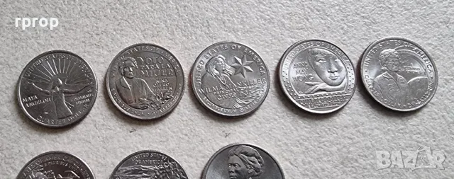 САЩ.1/4 долар.
10 бр.
Серия  известни американски жени за 2022 , 23 и 24  год., снимка 2 - Нумизматика и бонистика - 50261512