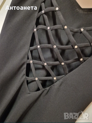 Черна рокля с камъни , снимка 4 - Рокли - 51870530