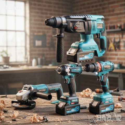 Комплект 4 в 1 - акумулаторен перфоратор, винтоверт, гайковерт и ъглошлайф 36V, снимка 3 - Винтоверти - 53359181