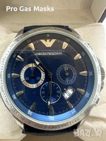 Часовник Emporio Armani Blue Оригинал Само за 300 лв Ново с Дървена Кутия, снимка 1 - Мъжки - 47815318