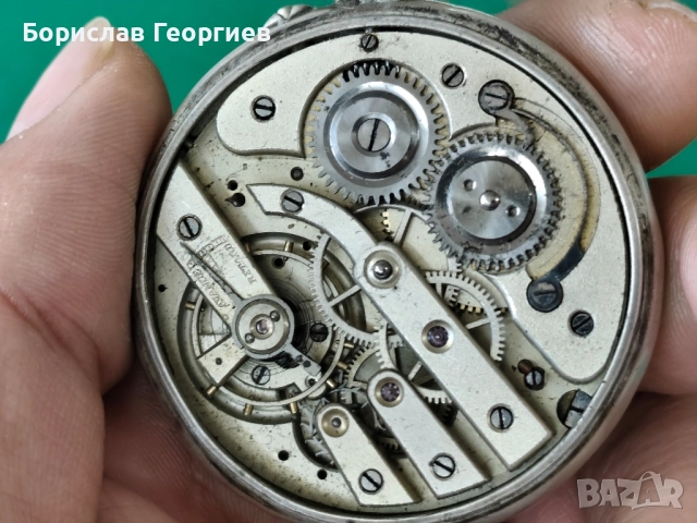 Стар сребърен джобен часовник календар Tavannes, снимка 8 - Антикварни и старинни предмети - 52522189