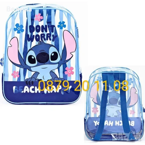 Детка плажна раница Стич Мики Мини Маус прозрачна раничка плажа, снимка 2 - Раници - 50802919