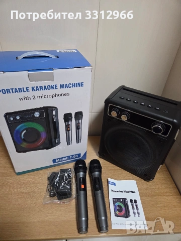 Чисто нова блутут караоке колонка Vosoco T-03 с два безжични микрофона. , снимка 2 - Тонколони - 53747560