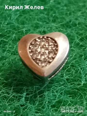 Сребърна обеца във формата на сърце с кристали 24490, снимка 2 - Обеци - 52691061
