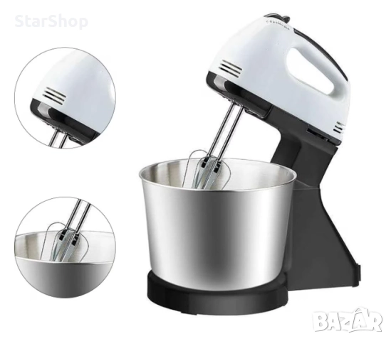 Електрически кухненски миксер, неръждаема стомана, ергономичен дизайн, регулируема функция, 6-12 яйц, снимка 3 - Миксери - 52021201