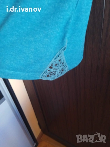 зелена блуза с дантела и 3/4 ръкав, снимка 3 - Туники - 54095577