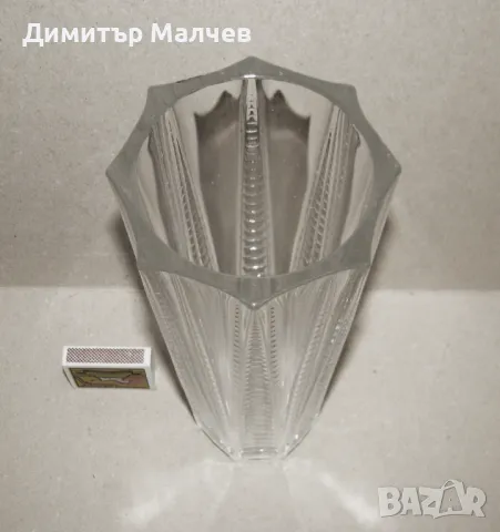 Ваза стъклена 25 см - Лот 2 вази от 1970-те г. стил ар деко 1930. И поотделно, снимка 7 - Вази - 49496525