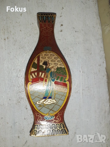 Малка стара вазичка Клоазоне cloisonne, снимка 4 - Антикварни и старинни предмети - 53457054