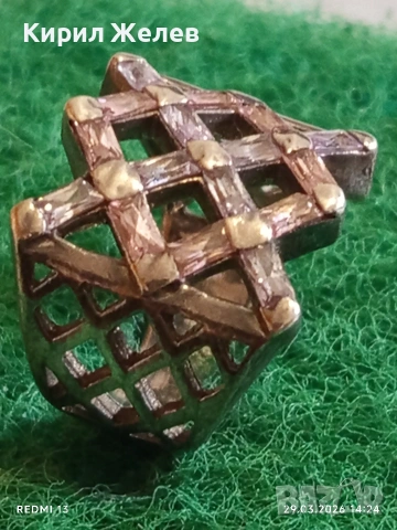 Шармантен Арт Деко сребърен пръстен с РОЗОВ КВАРЦ и БРИЛЯНТ 54212, снимка 5 - Пръстени - 54014552