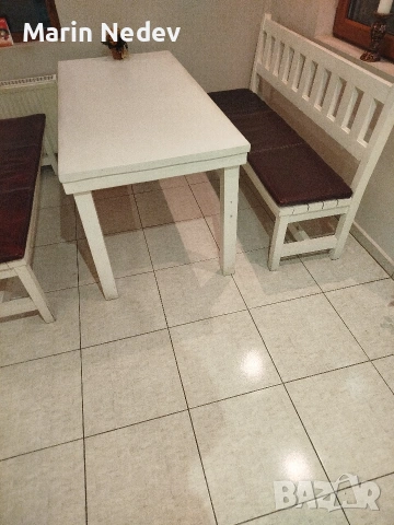 маса с две пейки, снимка 2 - Градински мебели, декорация  - 53738902
