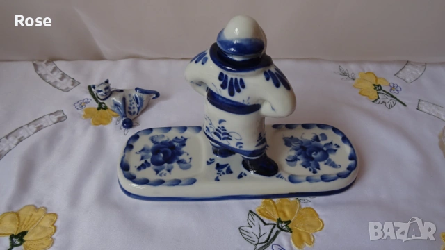 Гжелски рисувани фигури, Русия, СССР, винтидж, снимка 5 - Антикварни и старинни предмети - 53583475