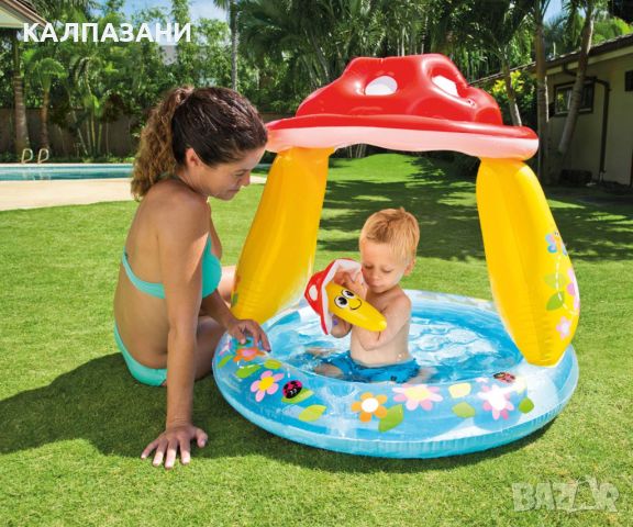 Бебешки надуваем басейн със сенник Гъбка INTEX Mushroom 57114NP, снимка 2 - Надуваеми играчки - 46387040