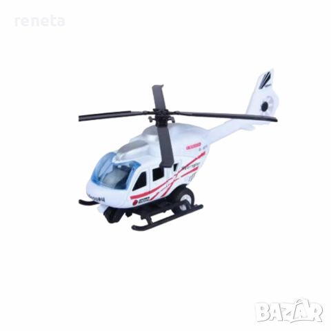 Играчка хеликоптер, Метален, Бял, 12х4 см