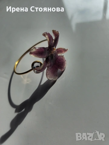 Гривна с естествен цвят на орхидея Miltonia. , снимка 8 - Гривни - 53737993
