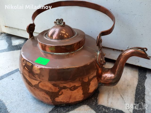 Старинен чайник от мед, снимка 3 - Антикварни и старинни предмети - 46006788