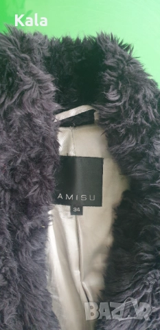 Черно пухено яке, снимка 5 - Якета - 51959633