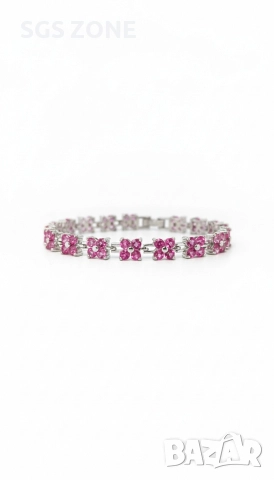 сребърна гривна с естествен розов топаз, снимка 9 - Гривни - 52689412