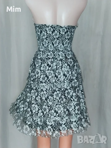 XL Дантелена сива рокля с къдри, снимка 5 - Рокли - 51304795