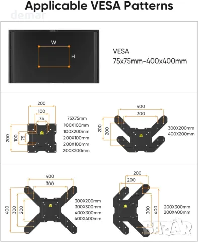 FORGING MOUNT стенна скоба за телевизор 26-65 инча плоски,извити,820mm, снимка 6 - Стойки, 3D очила, аксесоари - 47761681