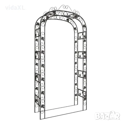 vidaXL Градинска арка, черна, 116x45x240 см, стомана（SKU:319350）, снимка 2 - Градински мебели, декорация  - 48823997