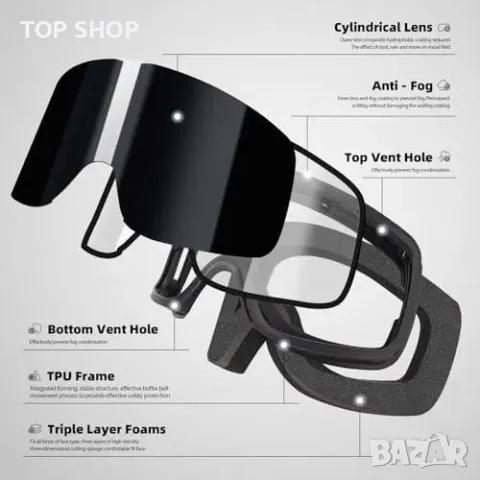 Нови Цилиндрични сноуборд ски очила с гъвкава рамка за каска спорт, снимка 3 - Зимни спортове - 49956906