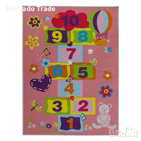 Декоративен правоъгълен килим Mercado Trade, За деца, Розов