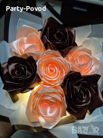 Сатенени букети , снимка 3 - Изкуствени цветя - 53079605