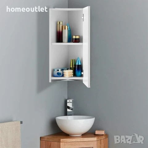 БЕЗПЛАТНА ДОСТАВКА Ъглов шкаф за баня със стенен монтаж и компактен размер CLIPOP WFBS-BC0162WH