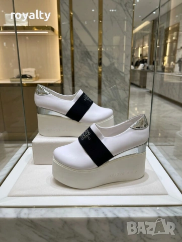 Обувки на платформа - бял текстил, снимка 5 - Дамски ежедневни обувки - 54029318