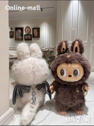 Голямо Лабубу Zimomo, Бяло/Кафяво, Labubu Zimomo 38см, снимка 3 - Други - 51137497