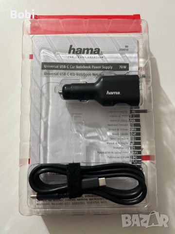 Зарядно Hama Car Notebook Power USB-C черно, снимка 2 - Зарядни за кола - 45745113