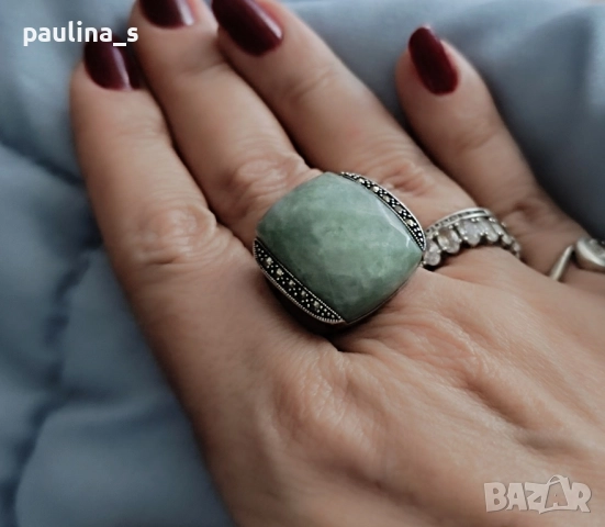 ВИНТИДЖ / Два различни броя / Сребърен пръстен с рубин и Сребърен пръстен с Ларимар , снимка 14 - Пръстени - 41327409