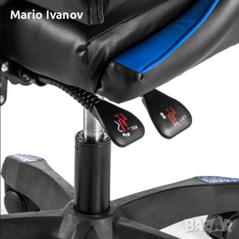 Геймърски стол с регулируема височина, лумбална възглавница и метална основа, снимка 6 - Геймърски - 53401355