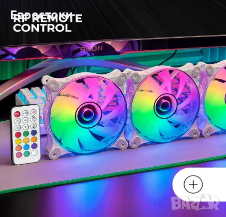 Комплект вентилатори Mars Gaming MF-3DKIT 3 броя, ARGB 360° 120 мм вентилатор за компютър, снимка 2 - Други - 46934307