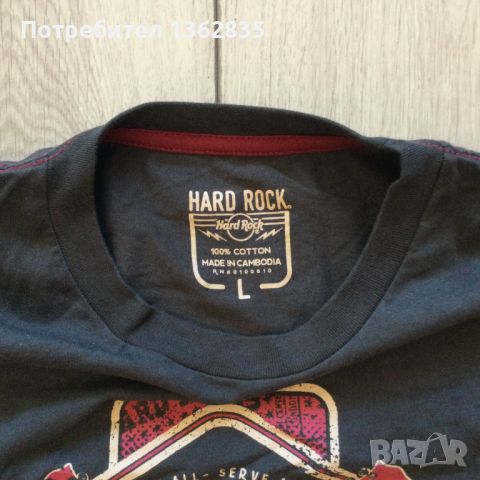 НОВА 100 % оригинална сива тениска HARD ROCK размер L / XL от Германия, снимка 4 - Тениски - 46155972