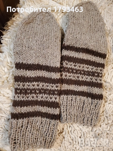 Ръчно плетени мъжки чорапи от вълна размер 44, снимка 6 - Мъжки чорапи - 50813391