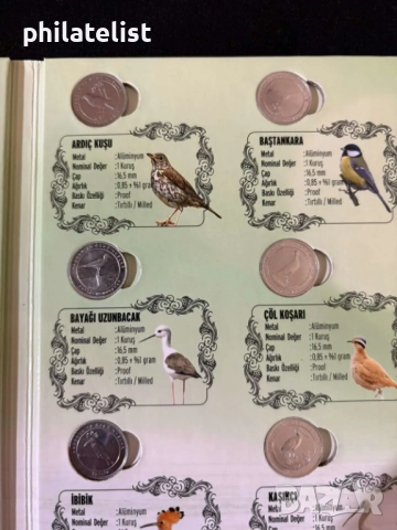Турция 2020 – Комплектен сет от 12 монети по 1 куруш - Фауна – Птици , PROOF, снимка 5 - Нумизматика и бонистика - 52002985