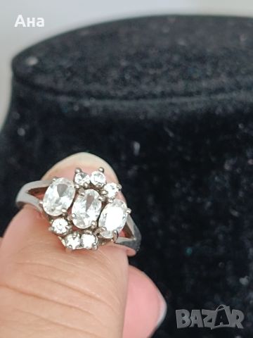 Красив сребърен пръстен Цвете маркиран с циркони, снимка 1 - Пръстени - 45860902