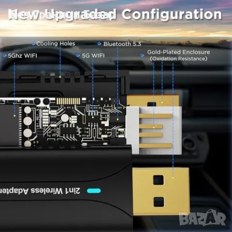 Нов 2025 DYUZO CarPlay/Android Auto адаптер – автоматично свързване, снимка 3 - Друга електроника - 47582191