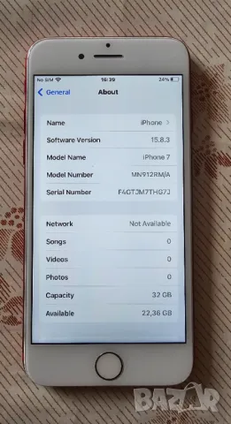 Отличен iPhone 7 Red чист iCloud 100% батерия, снимка 3 - Apple iPhone - 49116356